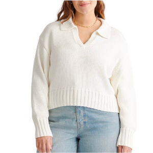 Quince 100% Organic Cropped Cotton Sweater Ivory Size M